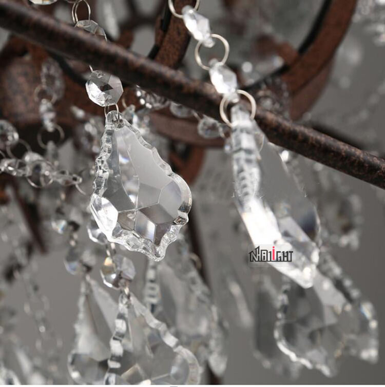 Elegant Retro rust iron table lamp and crystal table lamp for coffee shop restaurant clothing shop