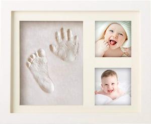 Baby handprint and footprint photo keepsake frame kit