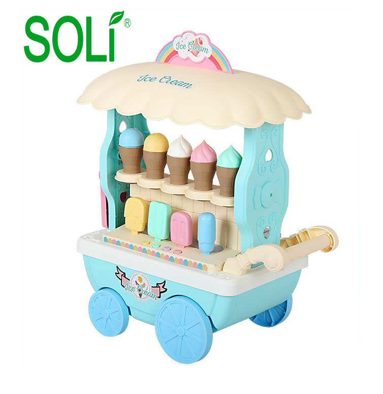 Ice cream cart toy simulation small wheelbarrow set toys for girl