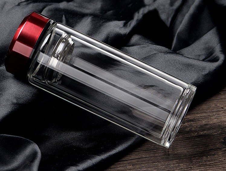 300ML high-quality heat resistance double layer glass bottles with filter
