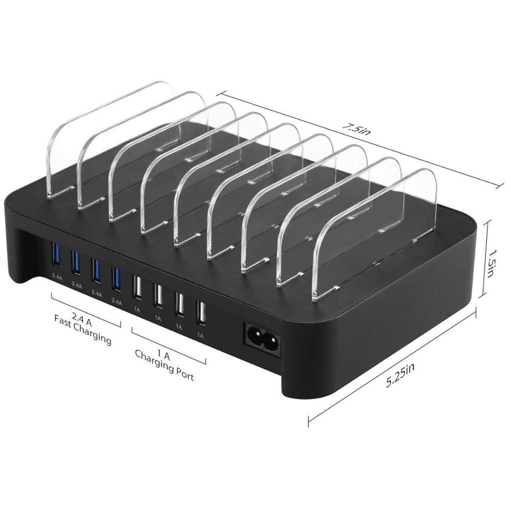 8 Ports USB Charger Charging Station Hub Stand For Tablets Smartphones