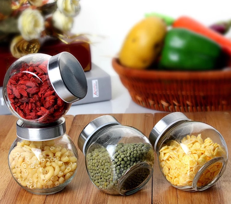 Fancy Food Storage Glass Jar For Nuts Tea Candy Condiments Food Glass Jar