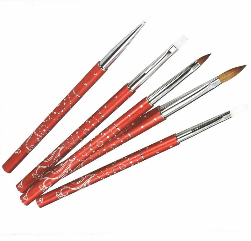 Professional Kolinsky nail brush set with metal handle nail brush