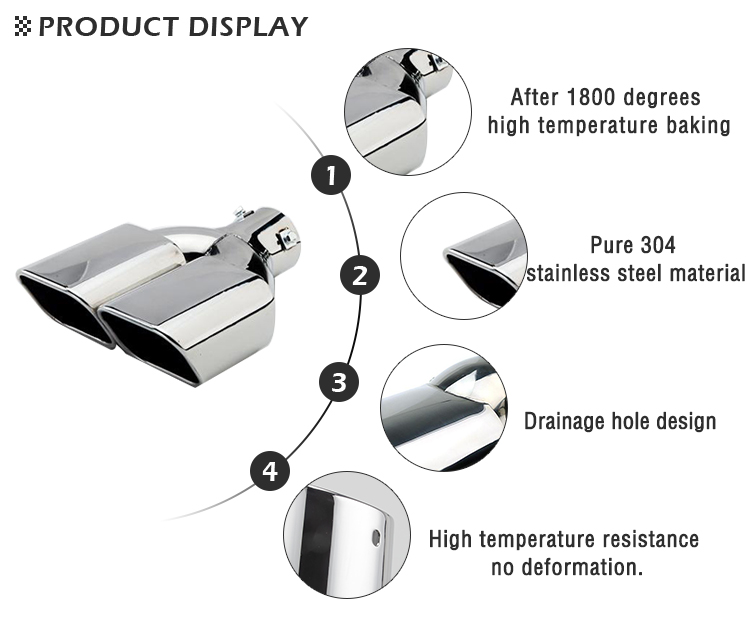 Quality Assurance Professional Sport Double Exhaust Tail Throat Pipe