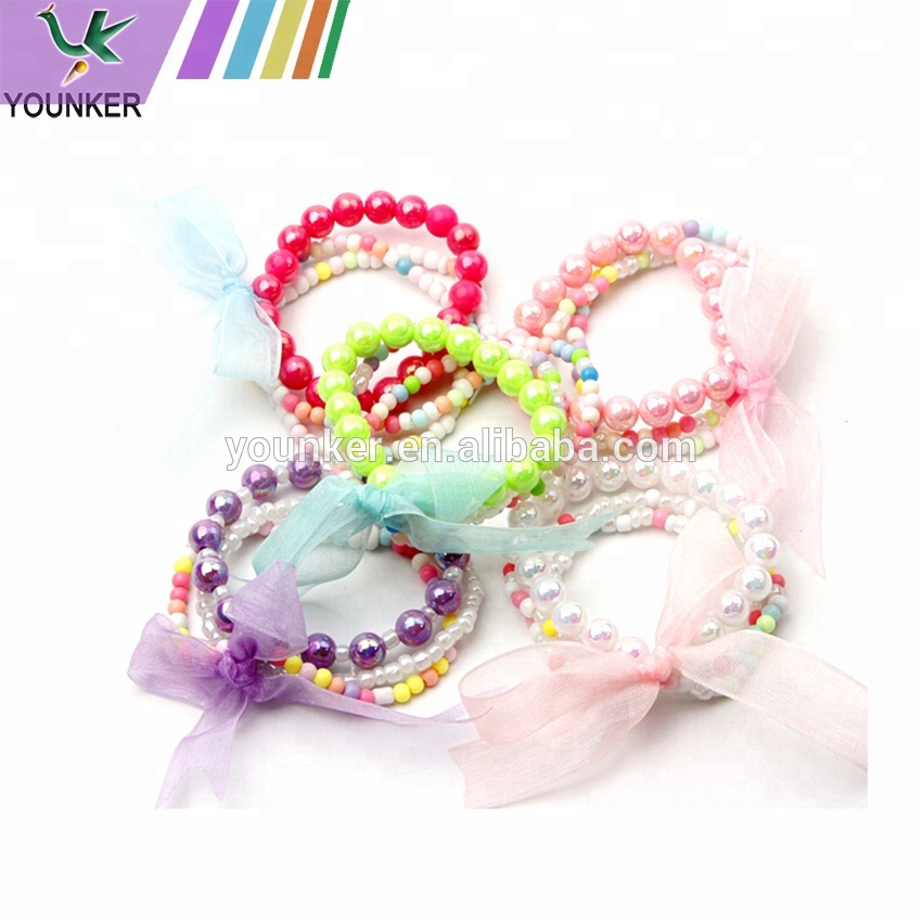 Оптовая продажа, высококачественный жемчужный браслет из АБС-пластика с бусинами для маленьких девочек