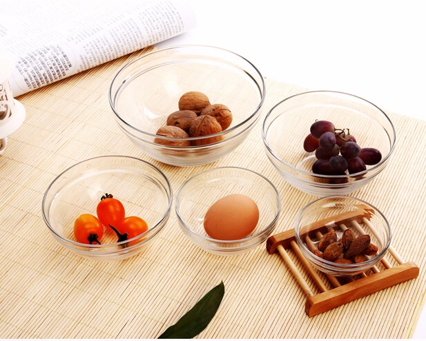 Haonai popular fancy 5pcs glass bowl set
