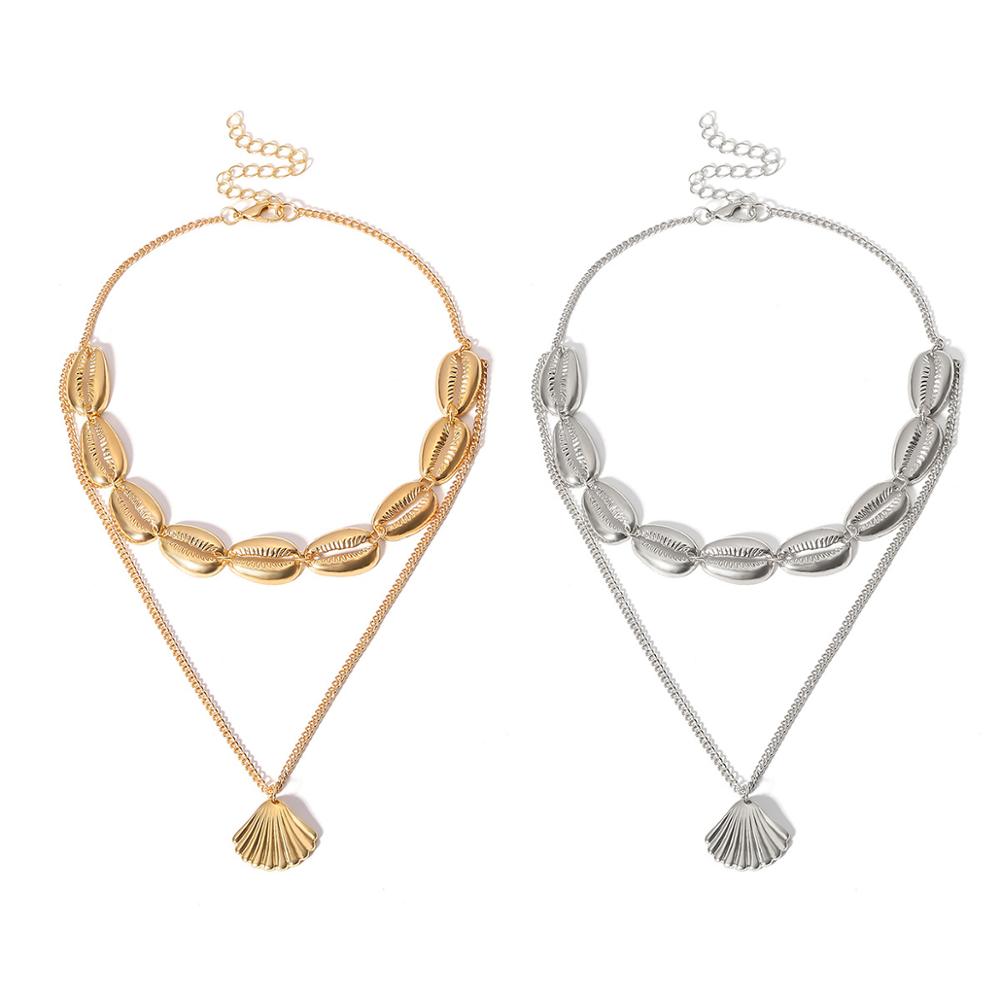 Liga de jóias concha fornecedores boho jóias colar multi colar em camadas