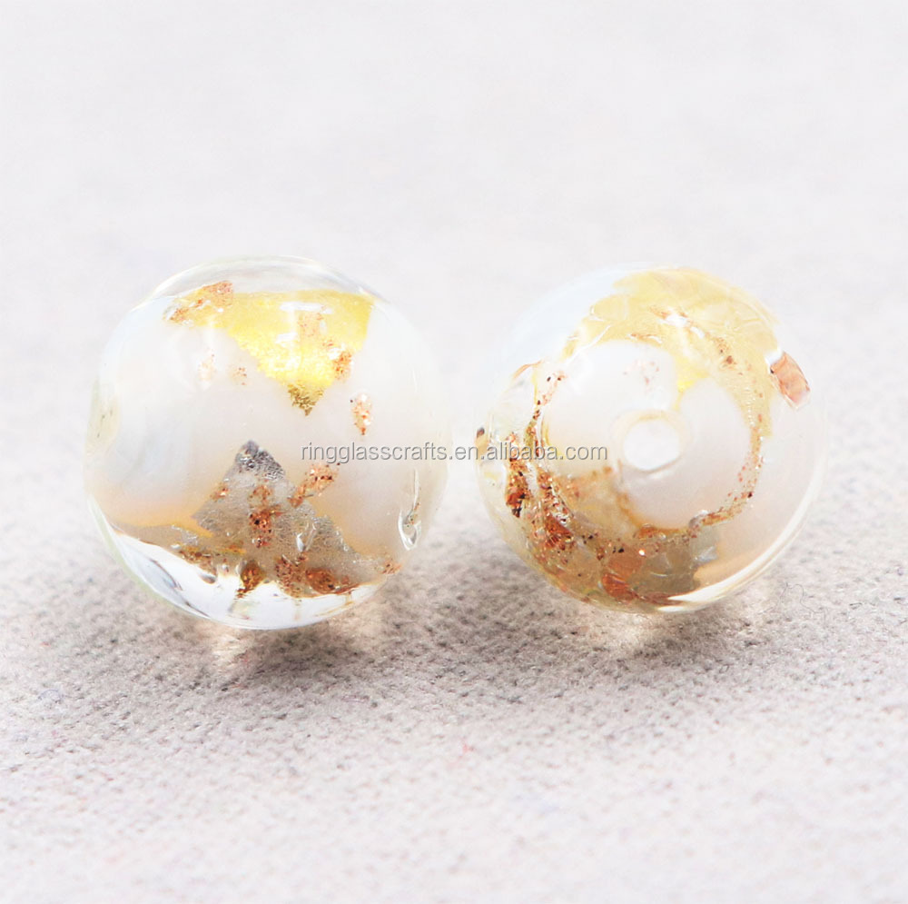12 Perle Vetro - Tondo Pastiglia - 25x10 Mm - Colori Misti Con Foglia Argento Spezzata - Lotto - KMCP - Italia - Foto 11