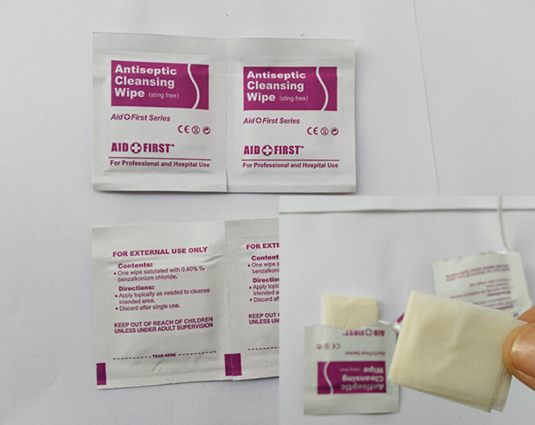 product-750-596 Cleansing Sterile Antiseptic Latex-free Benzalkonium Chloride Towelette BZK First Aid Wipes