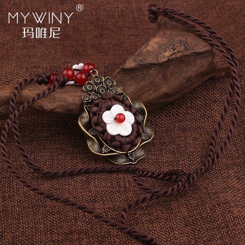 Handmade trançado moda exótica shell jóias colar de ágata