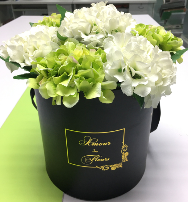 Оптовая продажа, черная дешевая дружественная модная круглая коробка для упаковки цветов