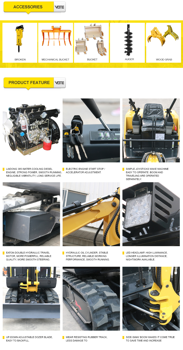 VTW-20 2.0 Ton Multifunction Hydraulic Diesel Small Crawler Excavators