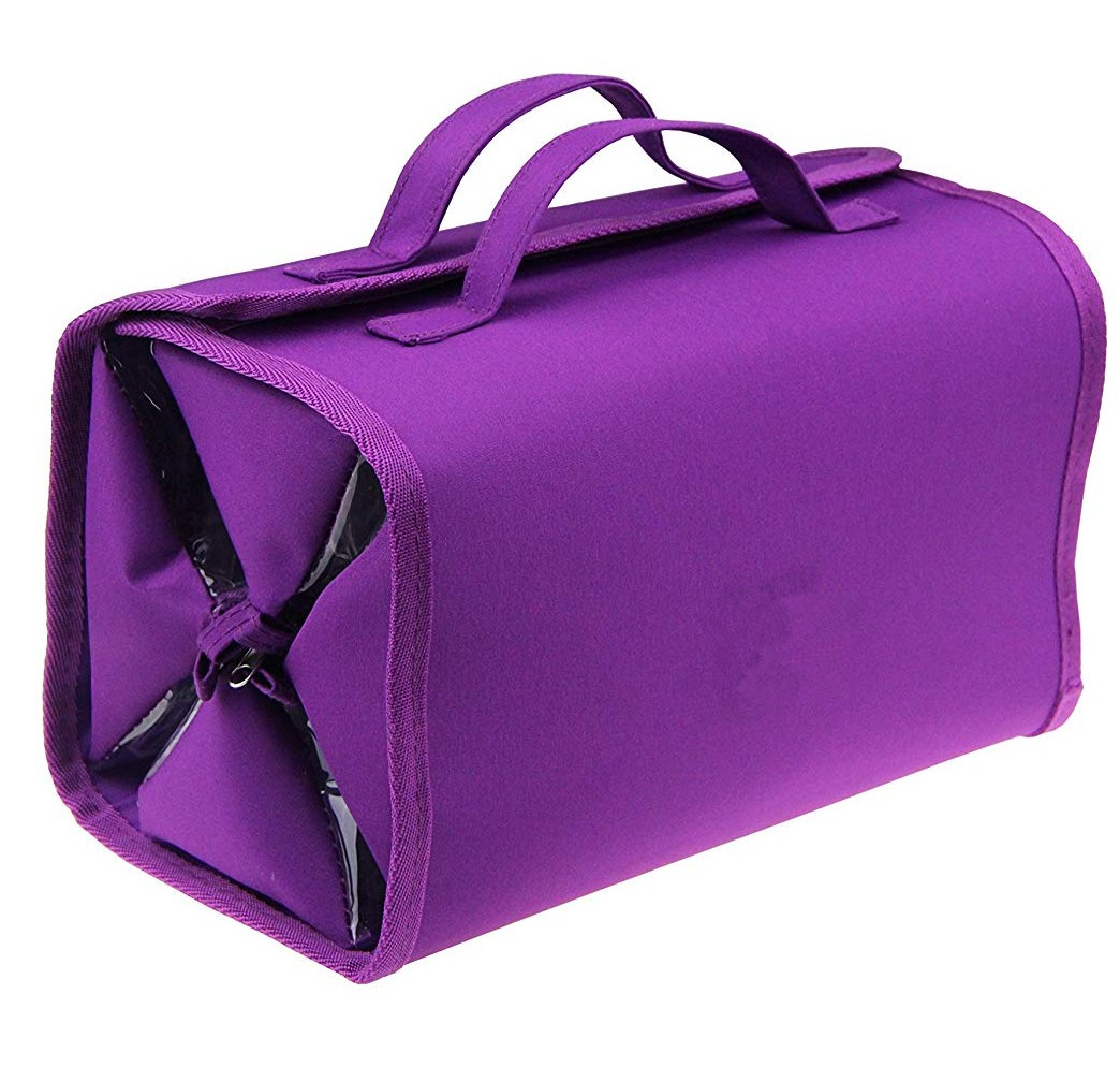 Organizzatore per trucco arrotolabile da appendere e borsa da viaggio, 4 trousse per cosmetici rimovibili