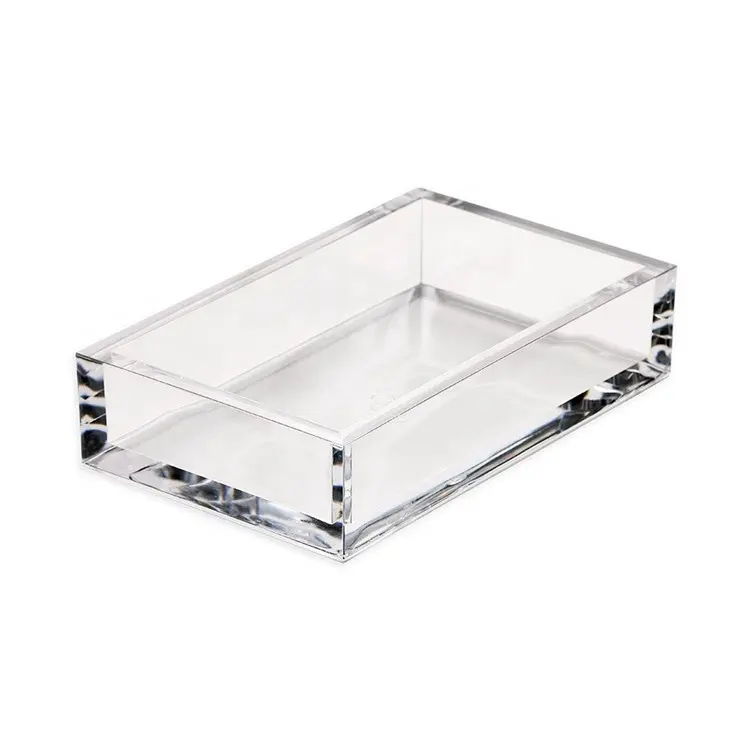 5mm Acrylic Guest Towel Napkin Rack with Glossy Edges 100*80mm Clear Lucite Hotel Bathroom Set Service Tray