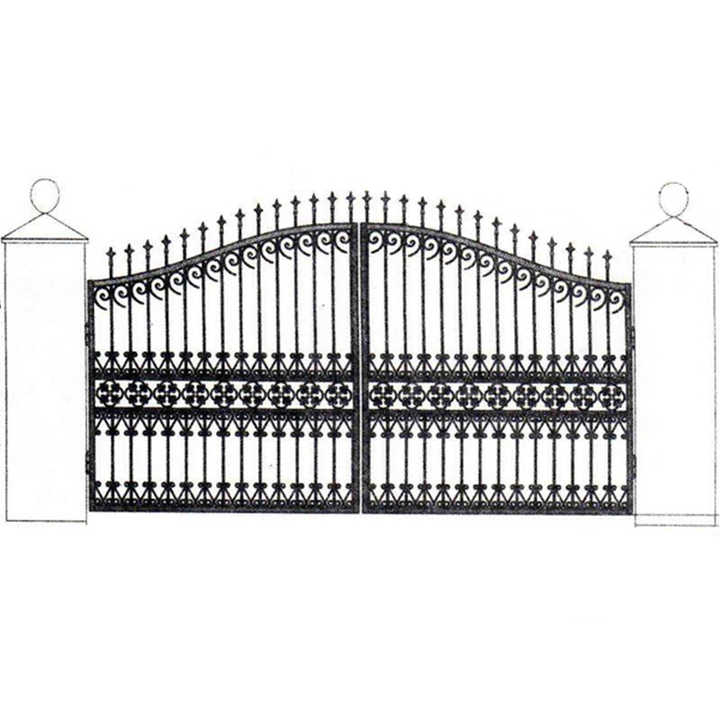 Durable Wrought Iron Main Fencing Gate Design for Schools