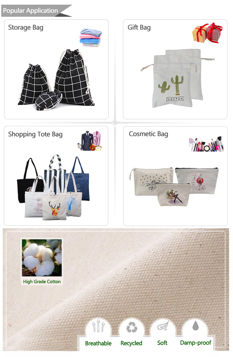 Cheap Eco Black Logo Print White Canvas Cotton Tote Bag Wholesale