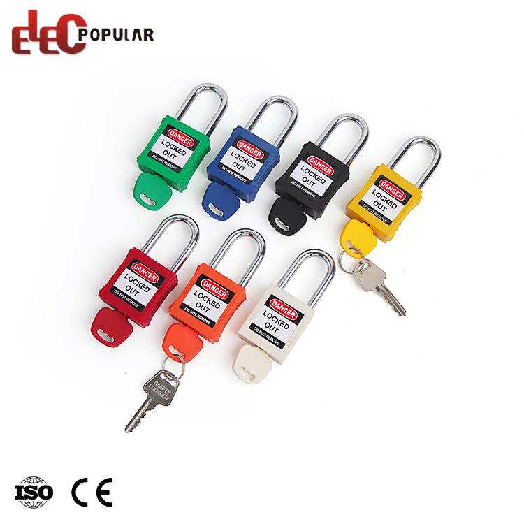 High Quality Durable Steel Shackle Industrial Nylon Safety Padlock With Key