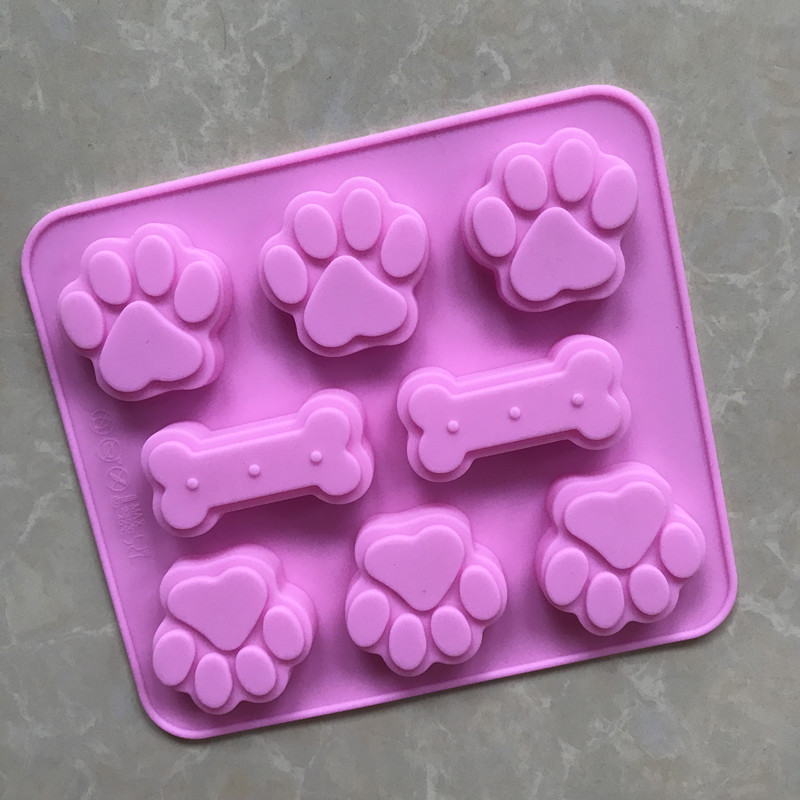 Amazon Venda Quente molde de silicone do osso de cão 8 cavidade do molde de silicone molde do bolo cão para fazer chocolate/bolo/ geléia preço de fábrica FDA