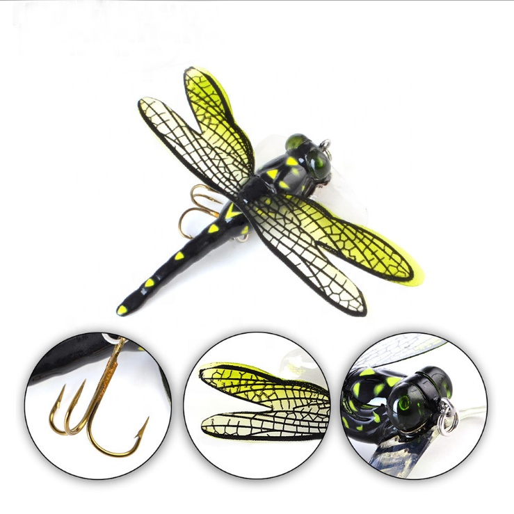 3pcs//pack Lifelike Dragonfly Insects Fly Fishing Flies Popper Lure Bait Hook