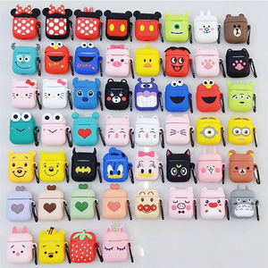 with Hook Silicone 3D Cute Cartoon Case for Apple Airpods 1/ 2/Pro