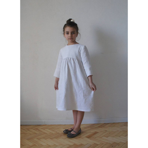 white linen wedding dress