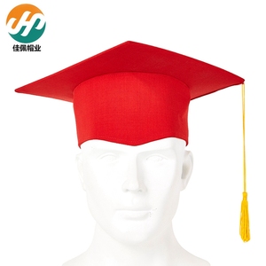 wholesale red color square academic bachelor hats with tassel adult graduation cap