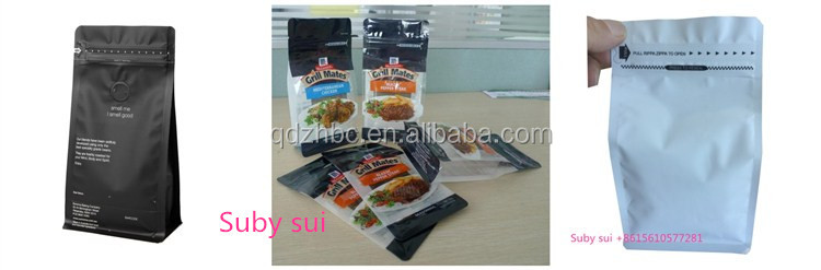 Custom printed foil gusseted stabilo seal coffee bag Quad seal pouch