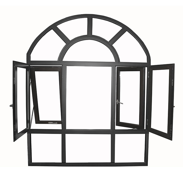 MJL half moon windows customized waterproof 6063-T5 aluminum casement window doors frame