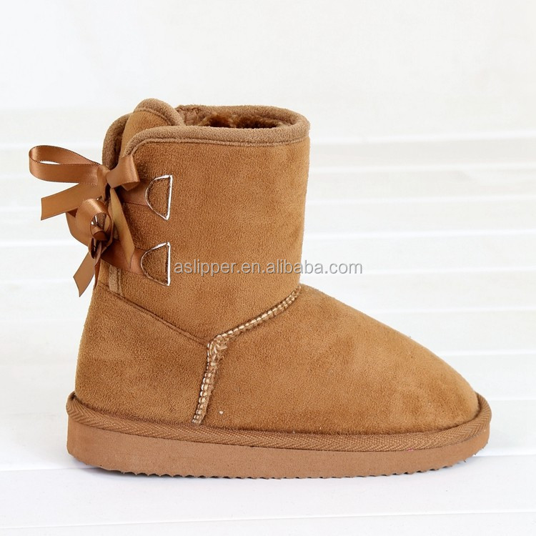 Коричневые полусапожки; Детские зимние сапоги с бантом сзади