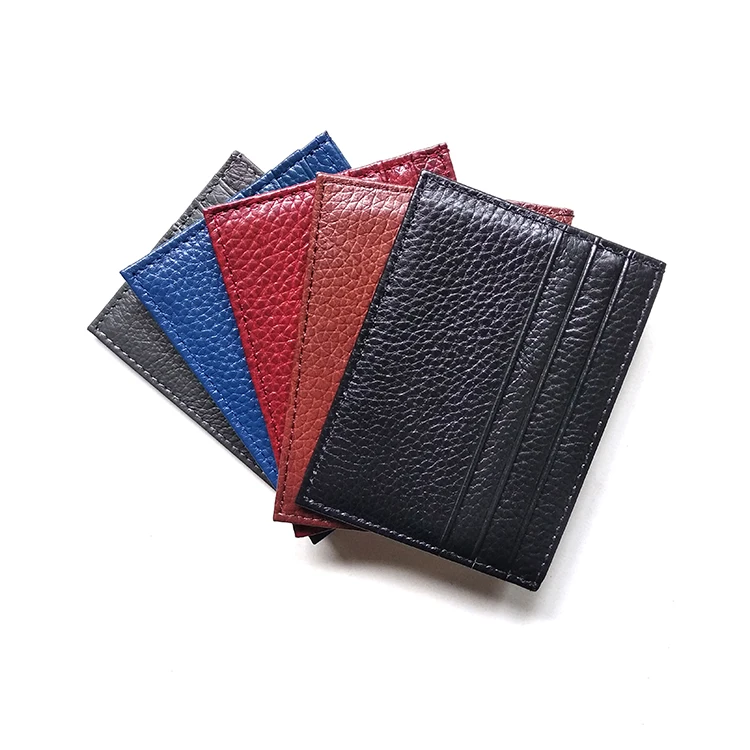 zk012 Full Grain Genuine Leather Men Front Pocket Mini Credit Card Holder Wallet Card Holder