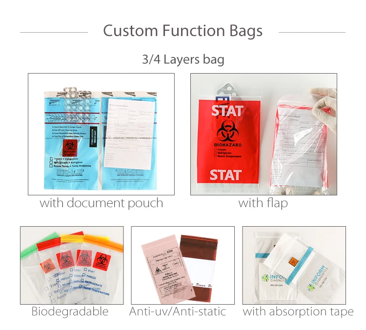 Biohazard Waste Bag Lab Pe Clinical  Biodegradable Waterproof Polyethylene Leak-Proof Medical Garbage Bag