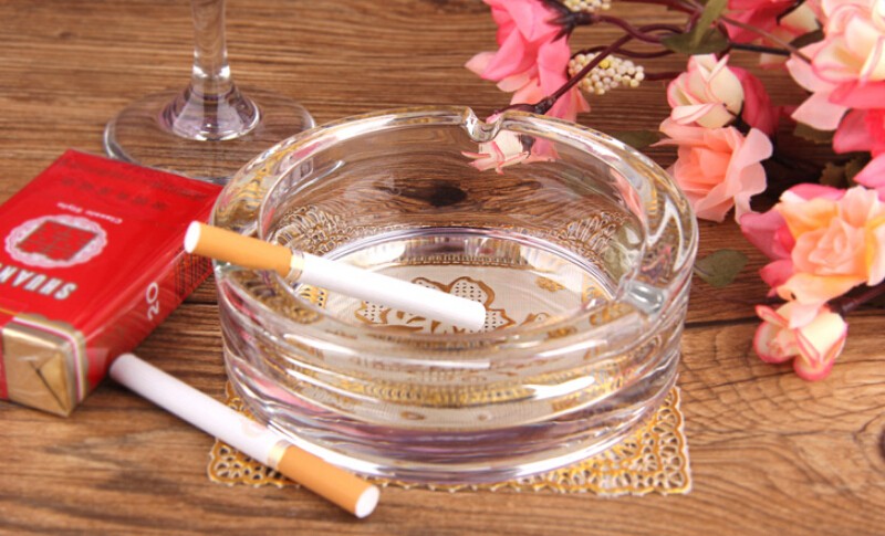 Haonai Round Clear Glass Cigarette Cigar Ashtray - Set of 4(Diameter 16/12.4/10.7/9cm)
