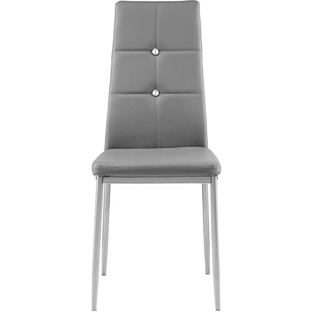 Set of 4 Kitchen Dining Chairs, Assemble All 4 in 5 Minutes, Fabric Cushion Side Chairs with Sturdy Metal Legs for living room