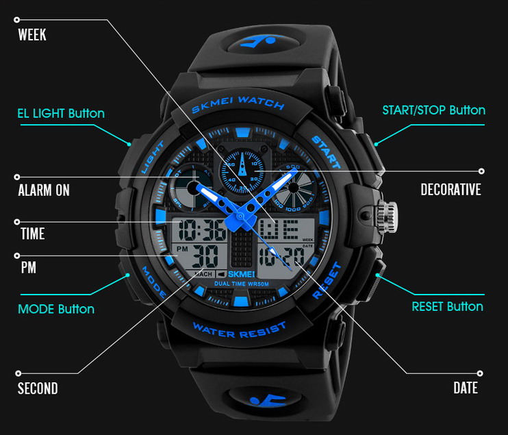 Wholesale 1270 Skmei japan dual movement quartz watch men's digital analog watch
