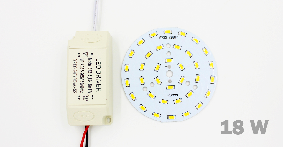 3W 5W 7W 9W 12W 15W 18W 24W SMD5730 puce à diode électroluminescente + coque en plastique LED alimentation du pilote pour plafonnier LED