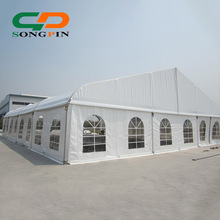 Span 20m big white curved car roof tent in aluminum frame for outdoor car storage and parking