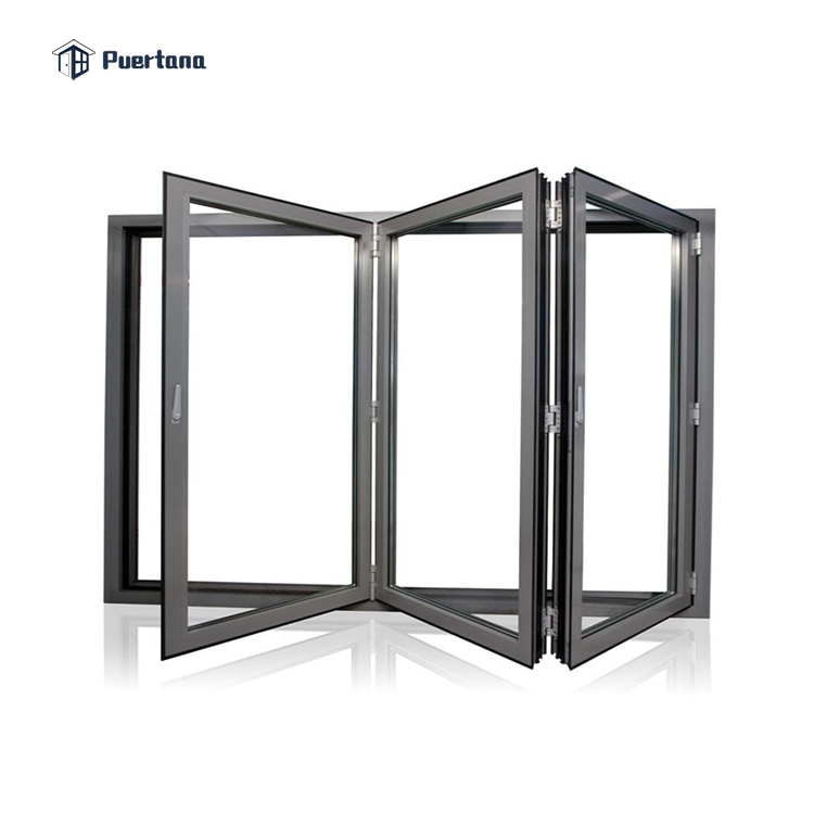 Alumínio/alumínio Space-saving janelas de vidros duplos portas Dobráveis