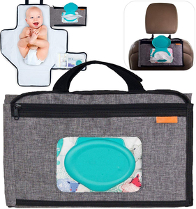 Portable Diaper Changing Pad with Front Wipe Pocket