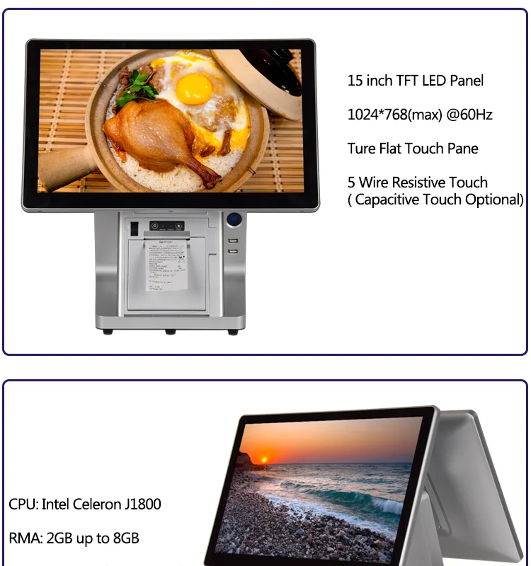 Hardware and software custom 15.6'' pos display point of sale windows 10