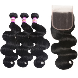 Ms Mary Body Wave Virgin Brazilian Hair 3 Bundles With 1Pc Lace Closure 4*4 Grade 8A Remy Human Hair Natural Color Free Shipping