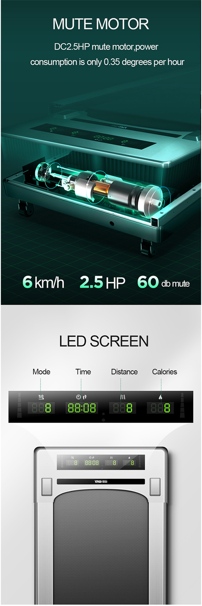 YPOO dc cheap treadmill sale electric flat treadmill new design mini office treadmill