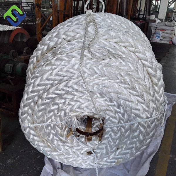 High Tensile White Nylon Mooring Rope 8 Strand For Ship