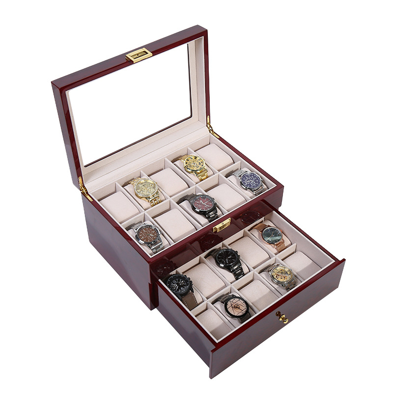 High Quality 20 Slots Wrist Watch Display Box Wood Watch Storage Box