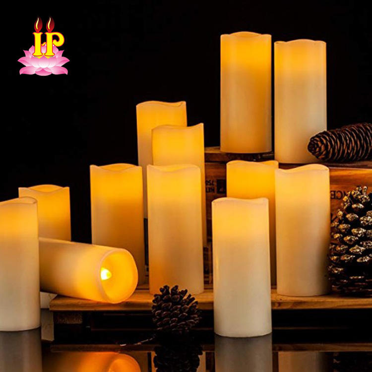 2Pc 27cm Gold Led Glitter Candle Set