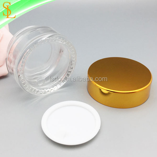 空15克15毫升透明化妆品玻璃霜圆形罐,用于面霜/眼霜,带金色盖子