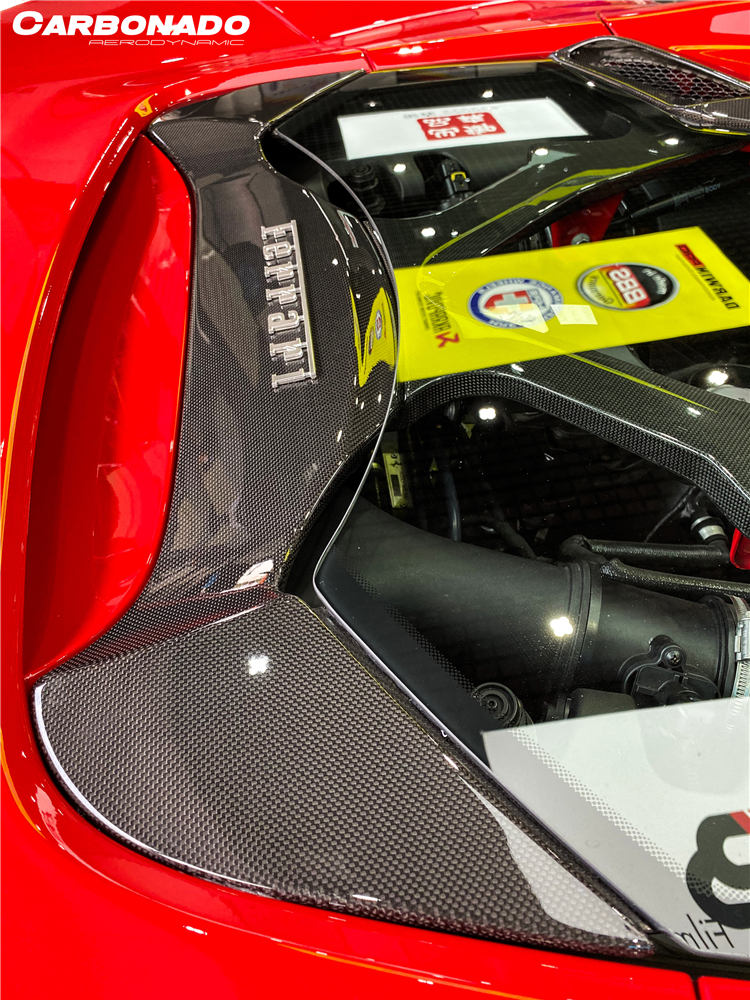 carbonado 黑色帆干碳纤维透明引擎盖,适用于法拉利 f488