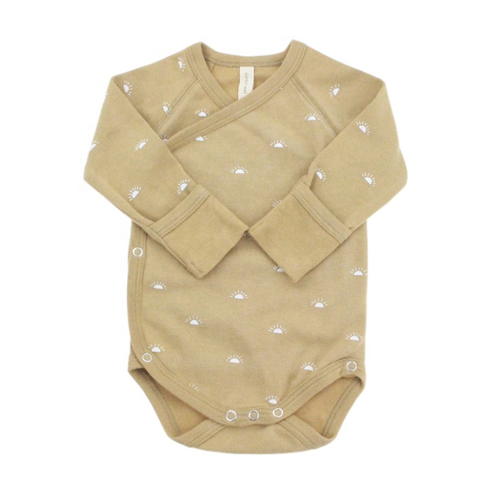 Гуанчжоу производство офсетная печать Оснастки Кнопка открытия органический хлопок кимоно детская одежда Комбинезоны