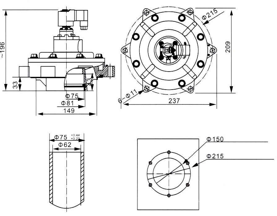 CA62MM 2 1/2'' Goyen Type Submerged Pulse Jet Valve For Dust Collector
