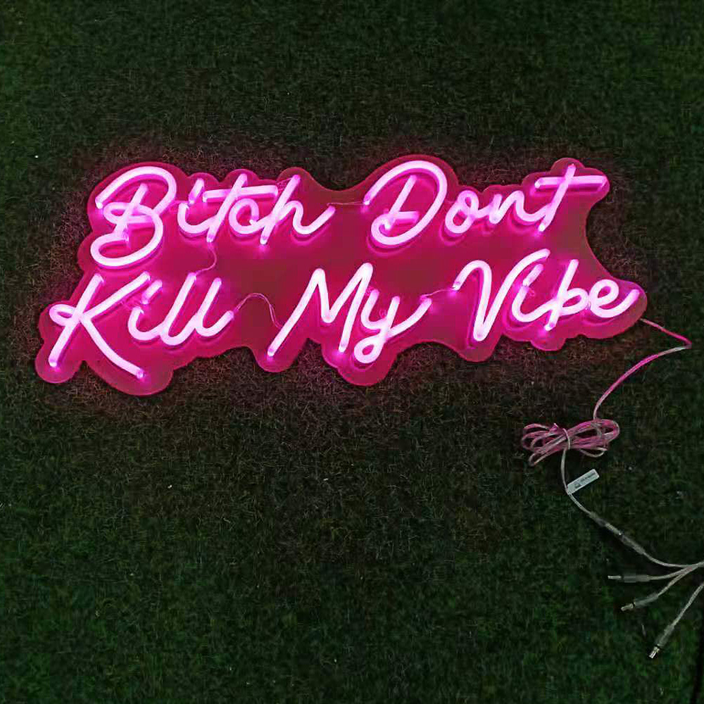 Розовая Гибкая неоновая световая вывеска с надписью «Don't kill my vibe»