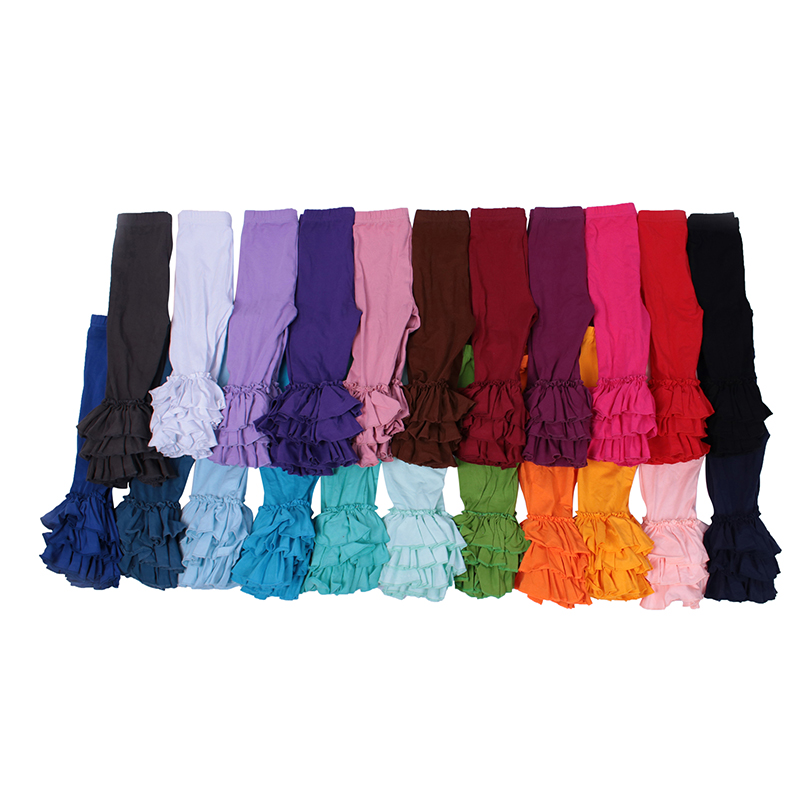 Леггинсы для девочек Однотонные штаны с оборками Мягкие хлопковые штаны для маленьких девочек